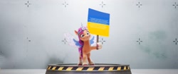 Size: 1600x670 | Tagged: safe, artist:chanyhuman, derpibooru exclusive, edit, edited screencap, imported from derpibooru, screencap, sunny starscout, earth pony, pony, activism, colors, cyrillic, description is relevant, european union, fake horn, fake wings, female, flag, g5, link in description, mare, meme, my little pony: a new generation, narcissism, politics, screencap reference, sign, solo, solo female, support, ukraine, ukrainian, world war iii