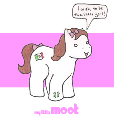 Size: 808x857 | Tagged: safe, artist:homicidalxfish, earth pony, pony, 4chan, :>, bow, christopher poole, dialogue, flag, g1, mexico, moot, ponified, simple background, solo, speech bubble, tail bow, text