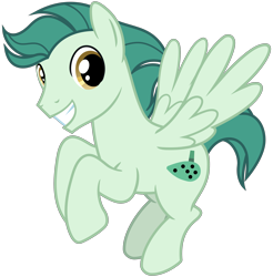 Size: 2950x3000 | Tagged: safe, artist:cheezedoodle96, imported from derpibooru, ocarina green, pegasus, pony, .svg available, big smile, flying, friendship student, full body, high res, hooves, looking at you, male, show accurate, simple background, smiling, smiling at you, solo, spread wings, stallion, svg, tail, transparent background, vector, wings