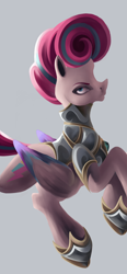 Size: 3480x7508 | Tagged: safe, artist:flower-lescence, imported from derpibooru, zipp storm, pegasus, pony, absurd resolution, alternate hairstyle, armor, commission, female, g5, hoof shoes, mare, simple background, solo
