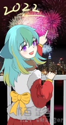 Size: 720x1356 | Tagged: safe, artist:陌路, imported from derpibooru, oc, oc:陌路, anthro, 2022, fireworks, looking at you, new year, smiling, smiling at you