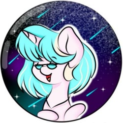 Size: 764x764 | Tagged: artist needed, source needed, safe, imported from derpibooru, oc, oc only, pony, unicorn, female, glasses, jewelry, mare, meteor, meteor shower, necklace, night, oc name needed, open mouth, simple background, solo, stars, white background