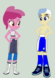 Size: 375x529 | Tagged: safe, artist:matthewjabeznazarioa, imported from derpibooru, coronet, strike, equestria girls, crossover, exeron fighters, martial arts kids, martial arts kids outfits