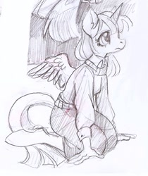 Size: 679x808 | Tagged: safe, artist:lunnita_pony, imported from derpibooru, twilight sparkle, alicorn, anthro, unguligrade anthro, clothes, female, sketch, solo, sweater, traditional art, twilight sparkle (alicorn)