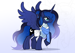 Size: 3508x2480 | Tagged: safe, artist:inspiredpixels, imported from derpibooru, princess luna, pony, bag, clothes, saddle bag, scarf, solo