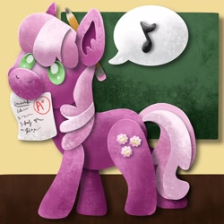 Size: 2048x2048 | Tagged: safe, artist:catscratchpaper, imported from derpibooru, cheerilee, earth pony, pony, cheeribetes, cute, female, mare, mouth hold, music notes, pencil, solo