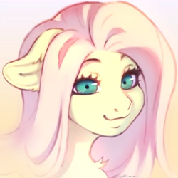 Size: 4096x4096 | Tagged: safe, artist:coffune, imported from derpibooru, fluttershy, pegasus, pony, bust, cute, female, looking at you, mare, shyabetes, simple background, solo