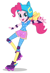 Size: 1364x2000 | Tagged: dead source, safe, imported from derpibooru, pinkie pie, equestria girls, friendship games, female, friendship games outfit, friendship games speedskating outfit, helmet, looking at you, official, open mouth, open smile, pads, roller skates, school spirit, simple background, skates, skating, smiling, solo, speed skating, speedskating outfit, sporty style, transparent background, tri-cross relay outfit, vector, wondercolts