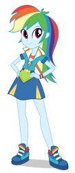 Size: 848x1940 | Tagged: dead source, safe, imported from derpibooru, rainbow dash, equestria girls, friendship games, canterlot high, clothes, female, hand on hip, looking at you, official, school spirit, shoes, simple background, skirt, solo, transparent background, vector, wondercolts