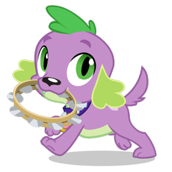 Size: 1400x1400 | Tagged: dead source, safe, imported from derpibooru, spike, spike the regular dog, dog, equestria girls, rainbow rocks, fangs, male, mouth hold, musical instrument, official, raised leg, simple background, smiling, solo, spike the dog, tail, tambourine, transparent background, vector, walking