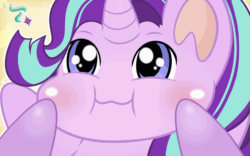 Size: 1920x1200 | Tagged: safe, artist:icy_passio, imported from derpibooru, starlight glimmer, pony, unicorn, :t, animated, cheek squish, chipmunk cheeks, cute, female, gif, glimmerbetes, horn, loop, mare, palindrome get, squishy cheeks, starlight glimmer day, wavy mouth