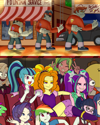 Size: 2700x3350 | Tagged: safe, artist:lemon, imported from derpibooru, adagio dazzle, aria blaze, fido, lemon zest, rainbow dash, rarity, rover, sci-twi, sonata dusk, spot, twilight sparkle, demon, frog, human, equestria girls, boots, breasts, charlie dompler, charlie morningstar, cleavage, clothes, crossover, cute, diamond dudes, foot on face, glep, hazbin hotel, high heel boots, long socks, mr. frog, one eye closed, outkast, peace sign, pim pimling, pipimi, pop team epic, reclining, shoes, sitting, smiling friends, socks, sparkle, stockings, the dazzlings, thigh boots, thigh highs, wink, zestabetes