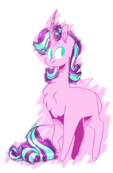 Size: 2101x3211 | Tagged: safe, artist:goldlines005, imported from derpibooru, starlight glimmer, pony, unicorn, chest fluff, curved horn, female, horn, leonine tail, mare, simple background, smiling, solo, tail, transparent background