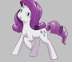 Size: 771x661 | Tagged: safe, rarity, pony, unicorn, aggie.io, female, mare, open mouth, raised hoof, simple background