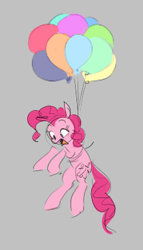 Size: 221x386 | Tagged: safe, pinkie pie, earth pony, pony, aggie.io, balloon, female, flying, lowres, mare, screaming, simple background