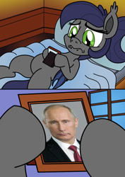 Size: 752x1063 | Tagged: safe, imported from ponybooru, oc, oc:frostbite, bat pony, sad, vladimir putin