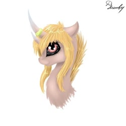 Size: 510x510 | Tagged: safe, artist:inarimayer, imported from derpibooru, oc, oc only, bicorn, pony, black sclera, bust, curved horn, eyelashes, female, horn, horn ring, mare, multiple horns, ring, signature, simple background, smiling, solo, white background