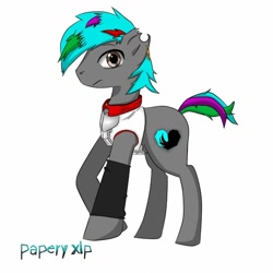 Size: 1000x1000 | Tagged: safe, artist:papery xlp, imported from derpibooru, oc, oc only, oc:papery xlp, earth pony, pony, male, simple background, solo, stallion, torn ear, white background