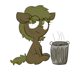 Size: 599x599 | Tagged: safe, artist:cherro, imported from derpibooru, oc, oc only, pony, female, filly, foal, simple background, solo, trash can, white background