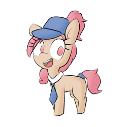 Size: 599x599 | Tagged: safe, artist:cherro, imported from derpibooru, oc, oc only, pony, cap, female, filly, foal, hat, necktie, simple background, solo, white background