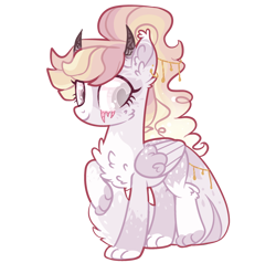 Size: 2100x2000 | Tagged: safe, artist:goldlines005, imported from derpibooru, oc, oc only, hybrid, pony, base used, ear fluff, eyelashes, female, horns, simple background, smiling, solo, transparent background, wings