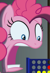 Size: 312x457 | Tagged: artist needed, source needed, safe, imported from derpibooru, screencap, pinkie pie, earth pony, pony, comic, connect four, goofy, open mouth, shocked