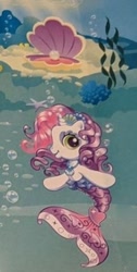 Size: 210x418 | Tagged: safe, imported from derpibooru, sweetie belle, sweetie belle (g3), mermaid, merpony, pony, unicorn, bubble, clam, curly hair, eyeshadow, fish tail, g3, g3.5, heart, jewelry, long hair, makeup, mermaid tail, mermaidized, necklace, official, pearl, shell, solo, species swap, swimming, tail, underwater