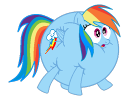 Size: 480x370 | Tagged: safe, artist:theinflater19, edit, imported from derpibooru, rainbow dash, alicorn, pegasus, pony, feeling pinkie keen, backwards cutie mark, female, inflation, mare, shocked, simple background, solo, transparent background