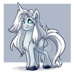 Size: 4000x4000 | Tagged: safe, artist:witchtaunter, imported from derpibooru, oc, oc only, pony, unicorn, absurd resolution, chest fluff, commission, ear fluff, female, long hair, shoulder fluff, simple background, solo, unshorn fetlocks, white background