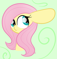 Size: 663x686 | Tagged: safe, artist:sugarcloud12, imported from derpibooru, fluttershy, pony, big ears, bust, portrait, solo, swirls