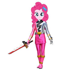 Size: 1227x1483 | Tagged: safe, artist:cam-and-sister-paint, imported from derpibooru, pinkie pie, equestria girls, kishiryu sentai ryusoulger, pink ranger, power rangers, power rangers dino fury, simple background, solo, super sentai, transparent background