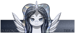 Size: 2300x1000 | Tagged: safe, artist:template93, imported from derpibooru, oc, oc only, oc:diamond, alicorn, banner, female, patreon, simple background, smug, solo, text, transparent background