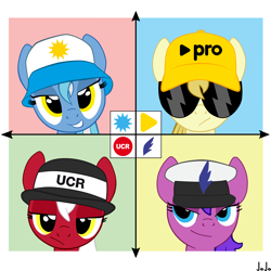 Size: 2500x2500 | Tagged: safe, artist:jojodidu, imported from derpibooru, oc, oc only, oc:ucr, earth pony, pony, argentina, base used, blue eyes, clothes, earth pony oc, everyone's front, feather, glasses, golden eyes, hat, libertarian, political compass, politics, ponified, radical civic union, republican proposal, sun