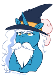 Size: 461x657 | Tagged: safe, artist:hoffnungsstern, imported from derpibooru, oc, oc:fleurbelle, alicorn, alicorn oc, beard, bow, facial hair, female, hair bow, hat, horn, mare, simple background, transparent background, wings, wizard, wizard hat, yellow eyes