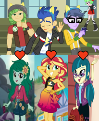 Size: 1471x1784 | Tagged: safe, imported from derpibooru, screencap, flash sentry, juniper montage, microchips, sandalwood, sunset shimmer, wallflower blush, equestria girls, equestria girls series, forgotten friendship, friendship games, let it rain, movie magic, spoiler:eqg series (season 2), spoiler:eqg specials, belly button, bikini, cellphone, clothes, cropped, cute, dancing, female, flashimmer, flower, flower in hair, flowerbetes, freckles, geode of empathy, glasses, hand on hip, hnnng, junibetes, looking at you, magical geodes, male, microjuniper, midriff, music festival outfit, phone, pose, sandalflower, sarong, shipping, shipping domino, shorts, skirt, smiling, straight, swimsuit, thumbs up, tounge, wondercolt ears