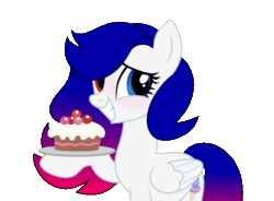 Size: 600x441 | Tagged: safe, artist:tired-horse-studios, imported from derpibooru, pegasus, pony, animated, base used, cake, female, food, gif, heterochromia, mare, simple background, solo, transparent background