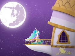 Size: 2732x2048 | Tagged: safe, artist:lordshrekzilla20, imported from derpibooru, princess celestia, alicorn, fanfic:a king to a god, balcony, crying, mare in the moon, moon, sad, solo, stars