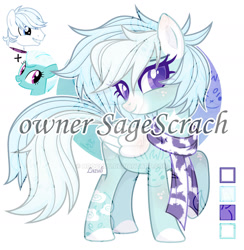 Size: 1920x1969 | Tagged: safe, artist:hoochuu, artist:lazuli0209, imported from derpibooru, double diamond, fleetfoot, oc, pegasus, pony, abstract background, base used, clothes, eyelashes, female, fusion, mare, pegasus oc, raised hoof, reference sheet, scarf, screencap reference, simple background, smiling, white background, wings