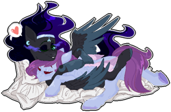 Size: 636x414 | Tagged: safe, artist:stormcloud-yt, imported from derpibooru, oc, oc only, pegasus, pony, base used, duo, female, heart, hug, male, mare, oc x oc, offspring, one eye closed, parent:flash sentry, parent:king sombra, parent:princess luna, parent:twilight sparkle, parents:flashlight, parents:lumbra, pegasus oc, pictogram, shipping, simple background, snuggling, sombra eyes, stallion, transparent background, underhoof, wings, wink