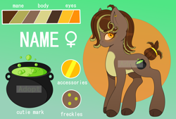 Size: 2950x2000 | Tagged: safe, artist:munrei, imported from derpibooru, oc, pony, adoptable, auction, auction open, cutie mark, ear piercing, female, freckles, golden eyes, jewelry, piercing, tentacles, watermark