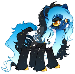 Size: 1024x1010 | Tagged: safe, artist:miioko, imported from derpibooru, oc, oc only, earth pony, pony, chest fluff, deviantart watermark, earth pony oc, ethereal mane, eyelashes, female, mare, obtrusive watermark, simple background, starry mane, transparent background, unshorn fetlocks, watermark