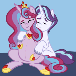 Size: 2048x2048 | Tagged: safe, artist:chelseawest, imported from derpibooru, oc, oc only, oc:frosted diamond, oc:mi amore ruby heart, alicorn, pony, unicorn, alicorn oc, animated, cuddling, cute, eyes closed, female, fetus, gif, glowing, glowing horn, happy, high res, hoof on belly, horn, husband and wife, linea nigra, magic, magic aura, male, multiple pregnancy, not starlight glimmer, oc x oc, ocbetes, offspring, offspring shipping, offspring's offspring, parent:oc:frosted diamond, parent:oc:glimmering shield, parent:oc:mi amore rose heart, parent:oc:mi amore ruby heart, parents:oc x oc, petalverse, pregnant, shipping, siblings, sitting, straight, twins, unicorn oc, uterus, wings, x-ray