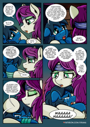 Size: 2480x3508 | Tagged: safe, artist:dsana, imported from derpibooru, oc, oc only, oc:lullaby dusk, oc:thistledown, earth pony, pegasus, pony, comic:a storm's lullaby, comic, covering eyes, crying, duo, duo female, eyes closed, female, floppy ears, mare, open mouth, runny nose, speech bubble