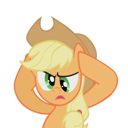 Size: 658x658 | Tagged: artist needed, safe, imported from derpibooru, applejack, earth pony, pony, look before you sleep, cross-eyed, holding head, simple background, solo, transparent background, vector