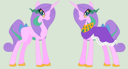 Size: 946x516 | Tagged: safe, artist:graphitedoodlepearl, artist:selenaede, imported from derpibooru, oc, oc:high fructose, oc:sugar, pony, unicorn, base:selenaede, bow, clothes, eyeshadow, horn, makeup, nightmarified, offspring, parent:diamond tiara, parent:snails, parents:diamondsnail, peytral, robe, slit pupils, solo, sombra eyes, tail, tail bow, unicorn oc