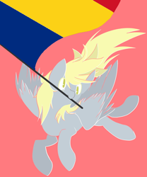 Size: 500x600 | Tagged: safe, artist:clair, edit, editor:fire rush, imported from derpibooru, derpy hooves, pegasus, pony, female, flag, mare, mouth hold, romania, spread wings, wings