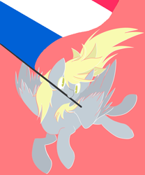 Size: 500x600 | Tagged: safe, artist:clair, editor:fire rush, imported from derpibooru, derpy hooves, pegasus, pony, empire, female, flag, france, mare, mouth hold, spread wings, wings