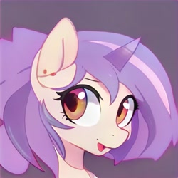 Size: 1024x1024 | Tagged: safe, imported from derpibooru, pony, ai content, ai generated, colored horn, generator:thisponydoesnotexist, horn, open mouth, simple background, solo