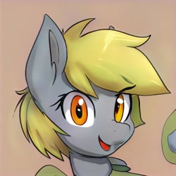 Size: 1024x1024 | Tagged: safe, imported from derpibooru, pony, ai content, ai generated, beige background, generator:thisponydoesnotexist, not derpy, open mouth, simple background, solo