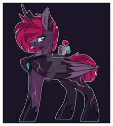 Size: 1920x2157 | Tagged: safe, artist:krypticquartz, imported from derpibooru, oc, alicorn, pony, deviantart watermark, magical lesbian spawn, male, obtrusive watermark, offspring, parent:tempest shadow, parent:twilight sparkle, parents:tempestlight, solo, stallion, watermark